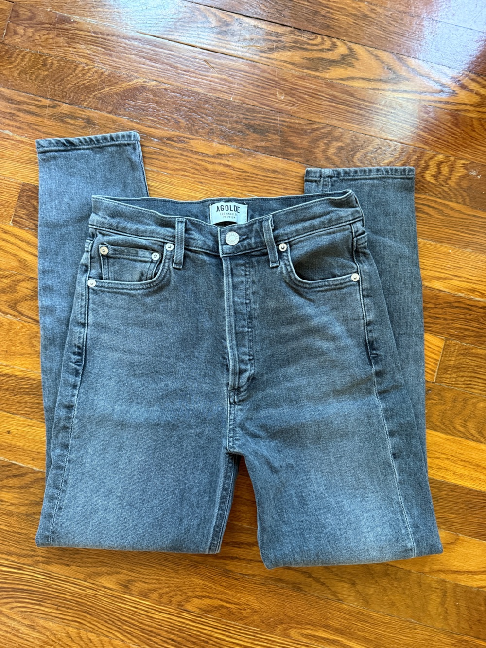 Agolde Charcoal Gray High-Rise Skinny Jeans